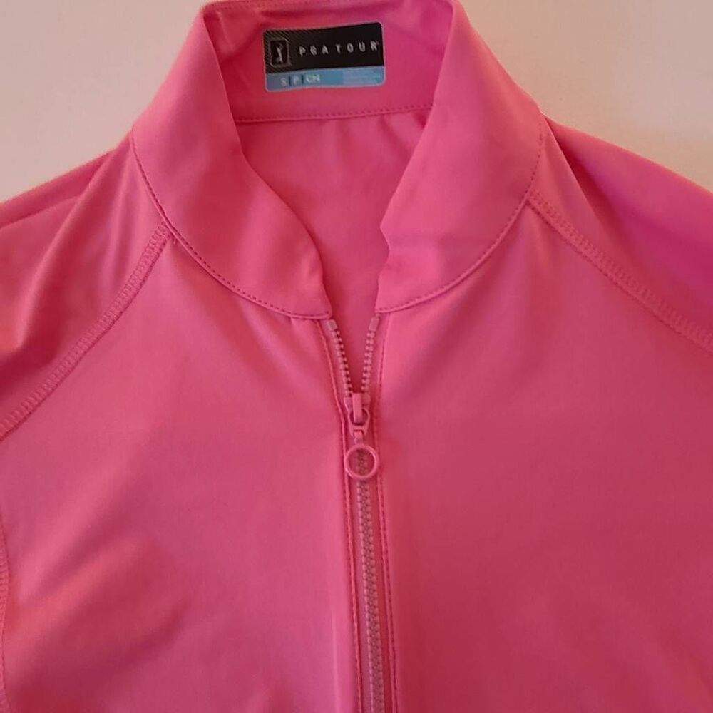 PGA Tour Womens Sun Protection Breathable Pink Under Sleeve Mesh Golf Shirt - Picture 7 of 12